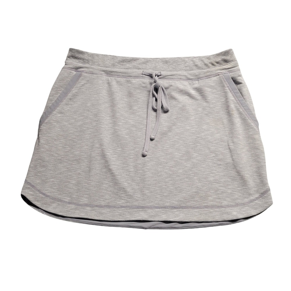 Athleta Womens Grey Space Dye Active Skort Drawstring Pockets Size L